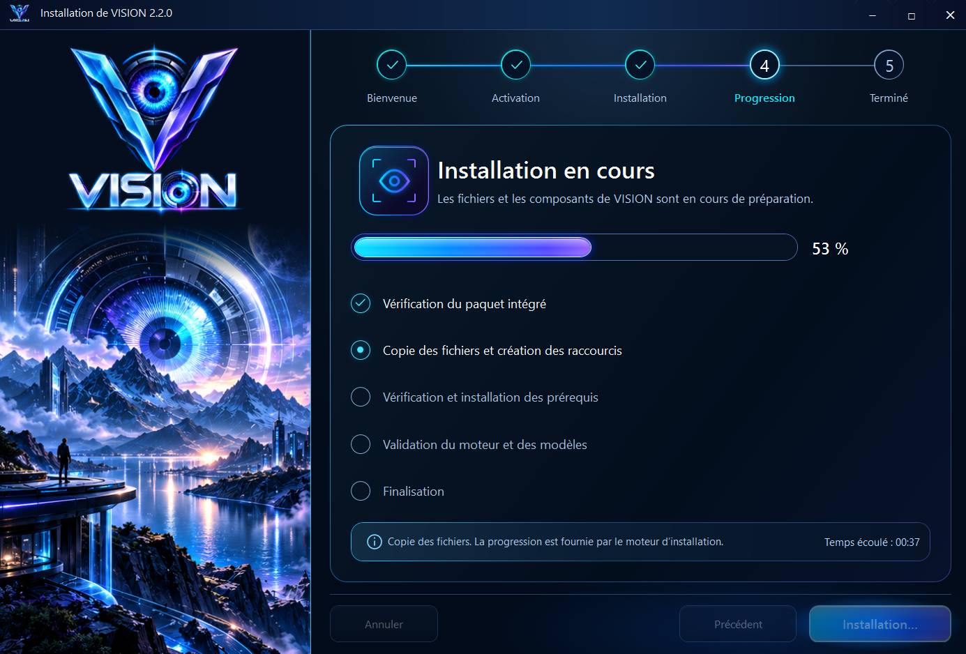 Installateur VISION — Progression