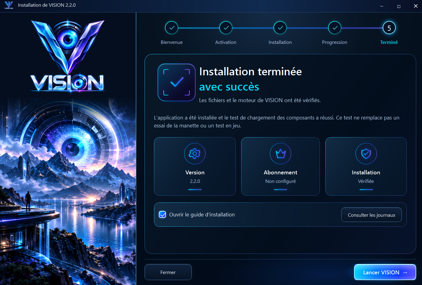 Installateur VISION — Terminé